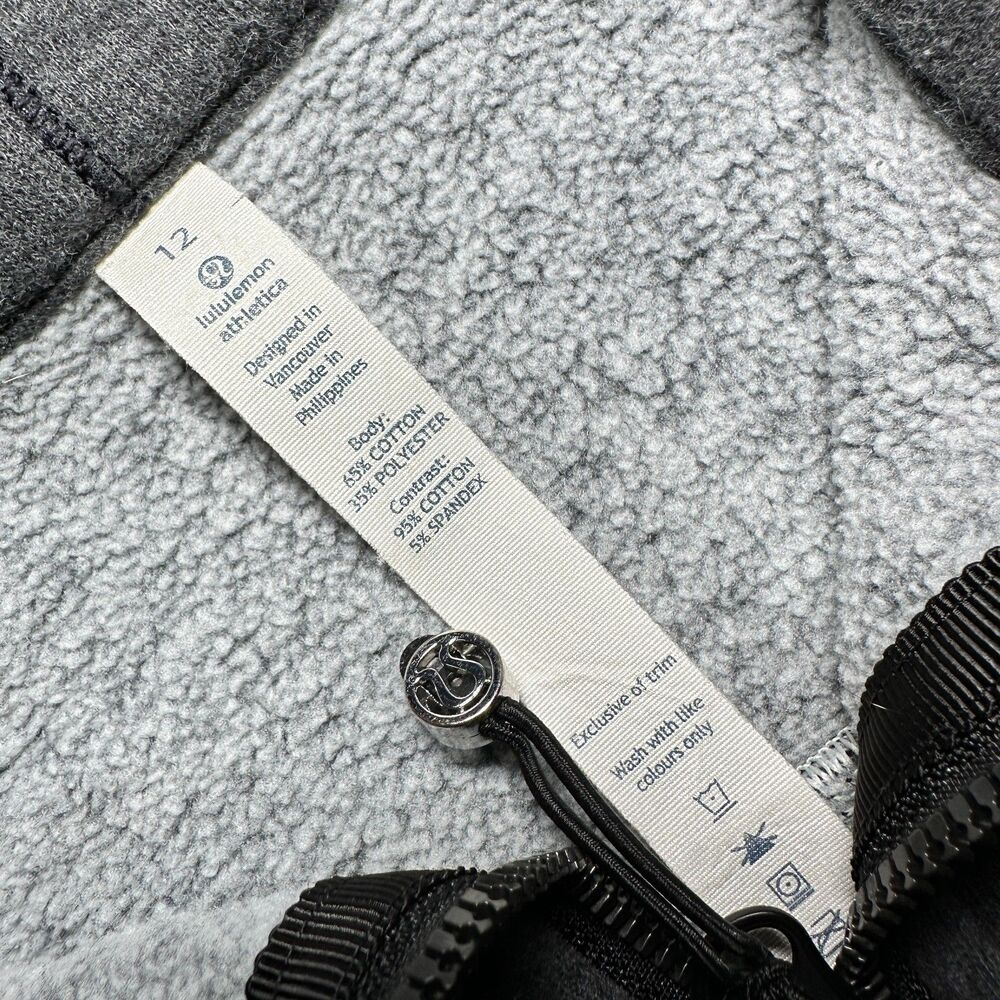 Lululemon Hug It Out Full Zip Sweater Funnel Neck Heathered Black/Grey 12 - Picture 5 of 16